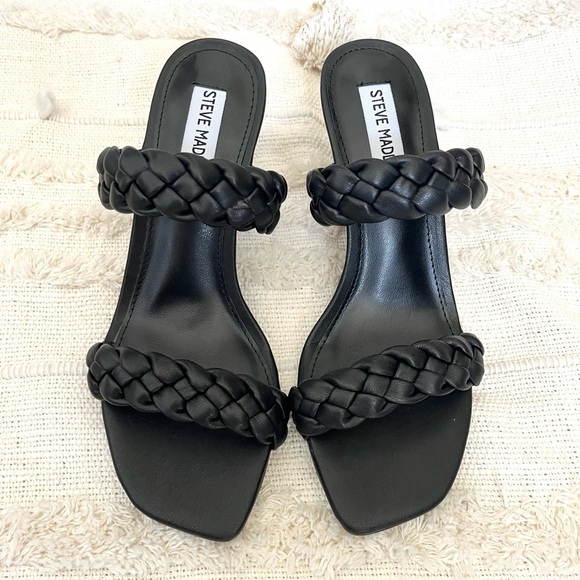 NWT Steve Madden Black Prema Braided Sandal heels size 7 - Picture 2 of 5